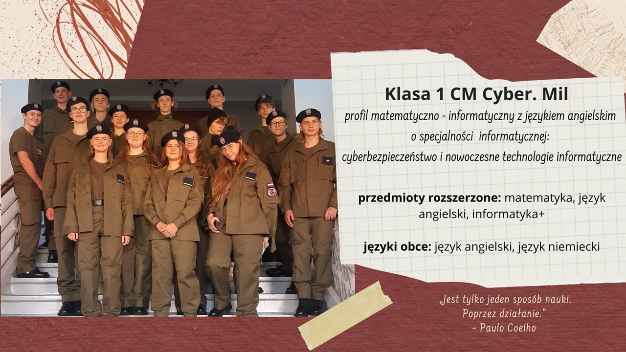 Profile klas na rok szkolny 2023/24. Klasa 1 CM Cyber.Mil