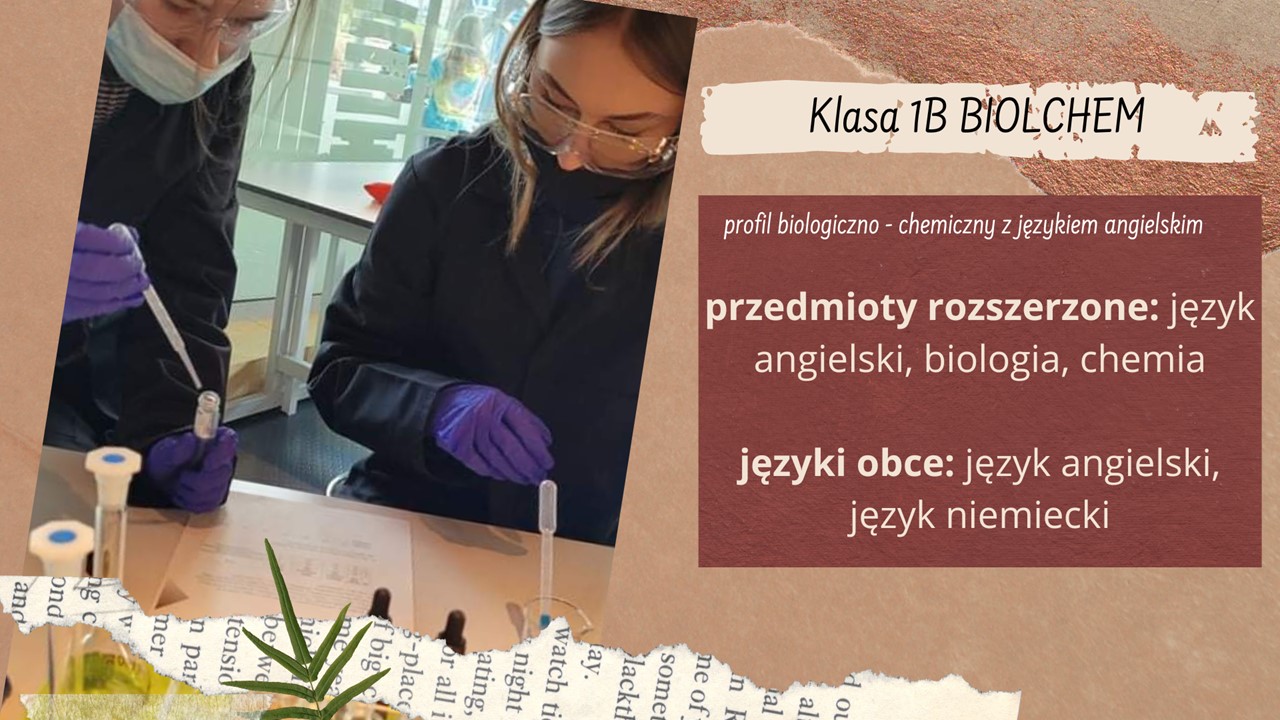 Profile klas na rok szkolny 2023/24. Klasa 1 B BIOLCHEM