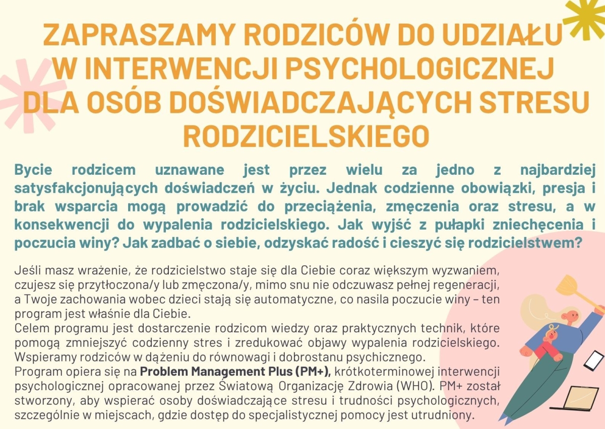 Interwencja psychologiczna dla osób doświadczających stresu rodzicielskiego