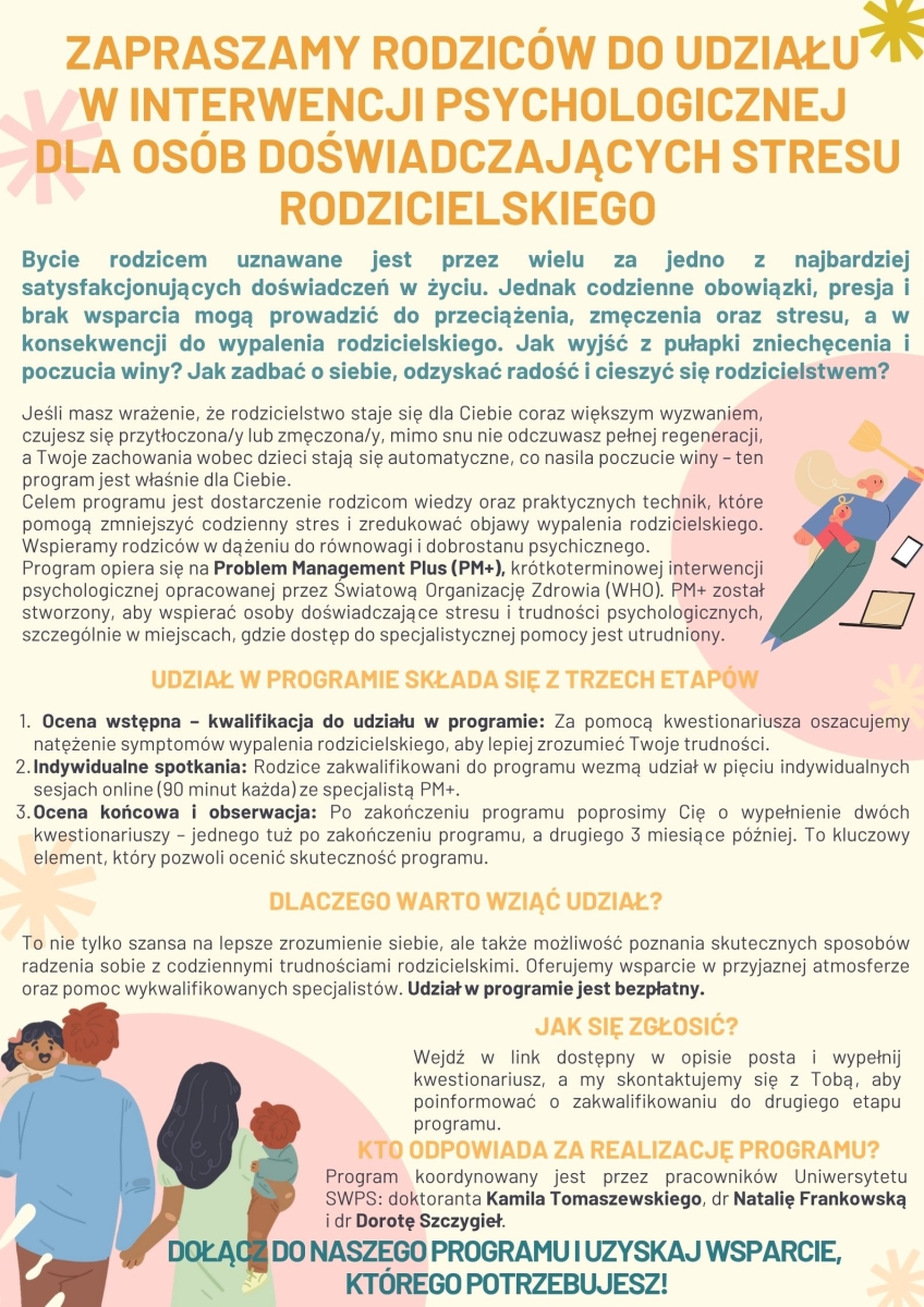 Interwencja psychologiczna dla osób doświadczających stresu rodzicielskiego