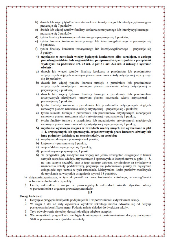 regulamin rekrutacji