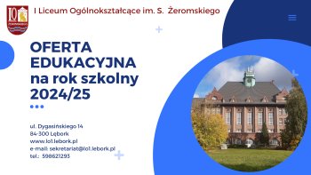 Oferta edukacyjna na rok szkolny 2024-25 - slajd pierwszy