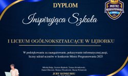 Nasza szkoła otrzymała dyplom Inspirującej Szkoły w ramach ogólnopolskiego konkursu Mistrz Programowania 2025